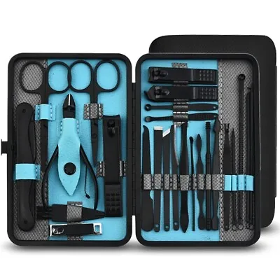 25 Piece Manicure Pedicure Nail Care Set Clippers Cutter Kit Case For Men Women • £7.99