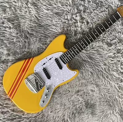 Custom Electric Guitar Mustang Yellow Red Strip Rosewood Fretboard Free Shipping • $269