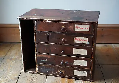 £130 • Buy Vintage Pine Engineers Workshop Haberdashery Cabinet Drawers