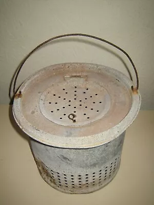 Nice Vintage Galvanized Steel Fishing Bait Pail Minnow Basket Insert Nostalgic • $14.99