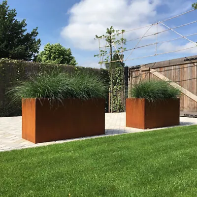 £115.95 • Buy 80cm Large Corten Steel Garden Planter Flowers Pot Weathered Plant Floor Pot