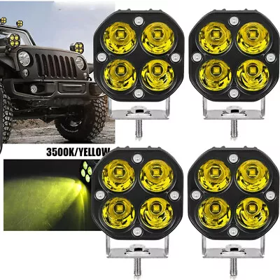 4PCS 3 Inch LED Work Light Cube Pods Amber Off Road Suv Driving Fog Spot Lights • £23.99