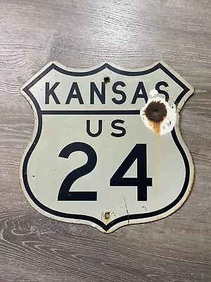 Vintage Kansas US 24 Highway Sign Retired • $195