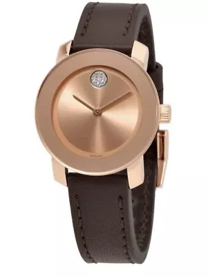 Brand New Movado Bold Women’s Rose Gold Brown Leather Strap Watch 3600438 • $289