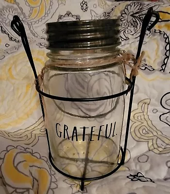 Rae Dunn  Grateful  Glass Mason Jar Hanging Lantern • $9.99