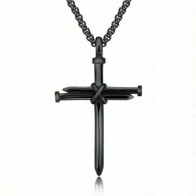 Stainless Steel Men Jesus Christ Nail Cross Crucifix Pendant Necklace Chain 2023 • $5.39