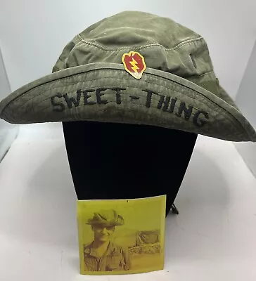 Vintage 60's US Military Issue Vietnam Era OG107 Boonie Sun Hat Size 7-pin-photo • $157.50