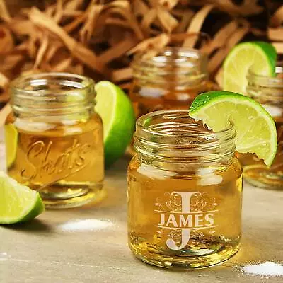 Custom Shot Glass Set - Personalized Laser Engraved Mason Jar Styled 2.5 Oz • $17.99