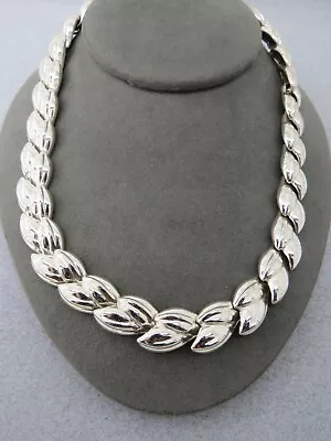 Vintage Monet Necklace Silver Tone Metal Designer Collar Link Shiny Finish • $9.99