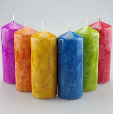 Marble Effect Pillar Candle Set Of 2 - Two Sizes Available Hand Painted  • £14.95