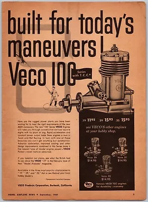 Veco 100 Series Model Engines Vintage Sept 1957 Full Page Print Ad • $11.99