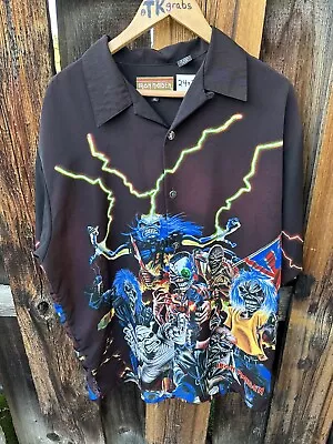 Iron Maiden Best Of The Beast XL Button Down Shirt AOP Lightning Dragonfly • $99