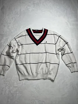 Vintage Polo Ralph Lauren Tennis Cricket Sweater Pullover Cotton Large • $42