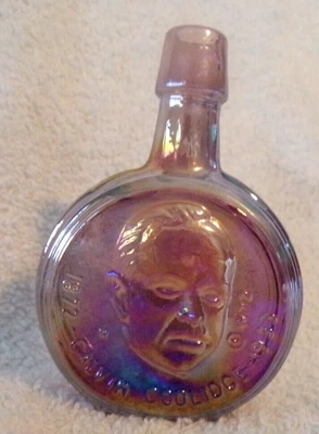 $4 • Buy 1972 Wheaton 3  Mini Iridescent Presidential Decanter Bottle Calvin Coolidge
