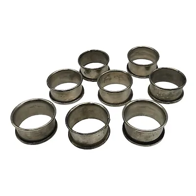 8 Vintage Leonard Silverplate On Brass Round Fluted Napkin Rings.  Early 1980’s. • $25.99