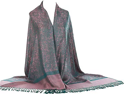 SALE!! Ladies Self Print Soft Pashmina Feel Paisley Design Scarf Wrap Shawl • £9.99