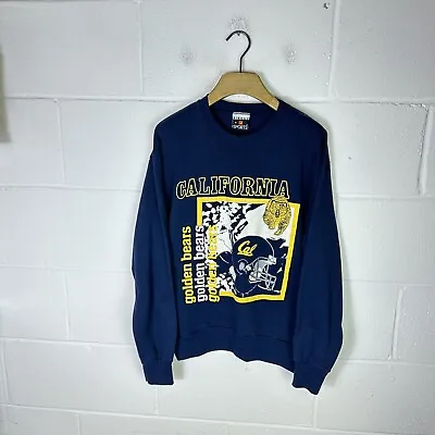 Vintage California Golden Bears Sweatshirt Mens Medium Blue UCLA Berkley 90s USA • £28.95