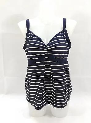 JoJo Maman Bebe Tankini Top Support Maternity Swimwear Size L Blue Striped  • £10.99
