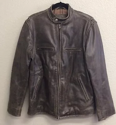 Indigo Palms By Tommy Bahama Men's 100% Leather Jacket Brown Distressed Medium • $129