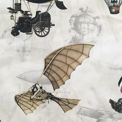 Airplanes Upholstery Fabric Cotton Fabric Steampunk Biplanes Balloons Planes • $5.69