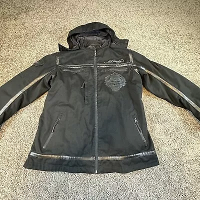 Ed Hardy Motorsports Black Padded Motorcycle Jacket Women's XL Tiger Biker RARE • $90