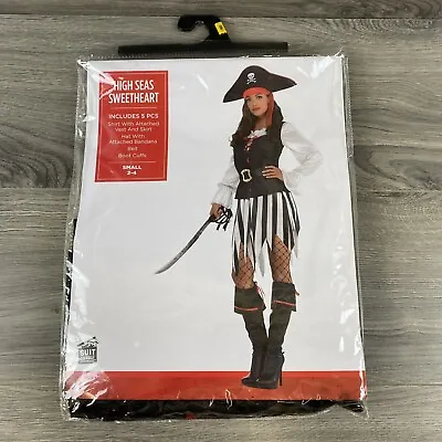 Adult Woman HIGH SEAS SWEETHEART Pirate COSTUME S 2-4 NEW 5pcs TOP/VEST/SKIRT+ • $34.99