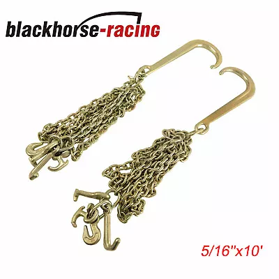 5/16''x10' J Hook G70 Tow Chain 10 Feet Shank W/ R T J & Grab Hook Gold X2 • $84.49