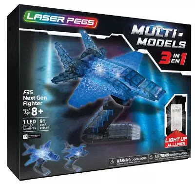 New Laser Pegs Multi-Models 3-In-1 F35 Next Gen Fighter Jet Light-up Set 52009 • $27.39