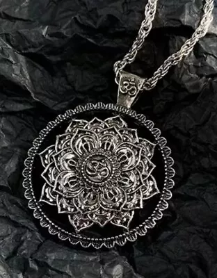 Buddhist Lotus Flower Om Symbol Mandala Pendant Flower Of Life Amulet Necklace • $8.03