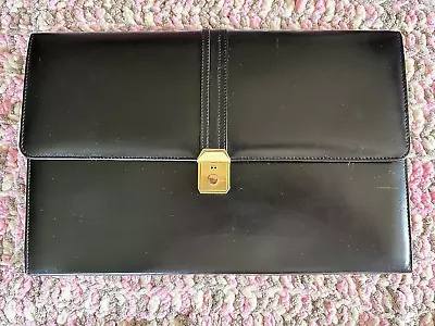 Vintage Black Genuine Leather Columbia Executive Portfolio Attaché Briefcase • $17