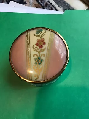 Vintage Art Deco Ish? Glass Vanity Cosmetic Makeup Jar Floral Lid Floral Pattern • $27.95