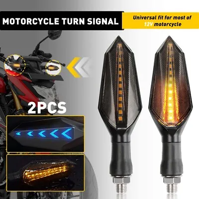 Motorcycle LED Turn Signal Flowing Light Universal For 12V Motorcycle Amber+Blue • $12.99