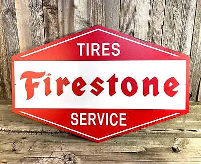 Firestone Tire Service 19  Logo Metal Sign Car Vintage Emblem Garage Man Cave • $45.95