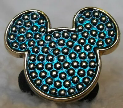 2021 Disney Trading Mini Pin Gold Tone Dotted Mickey Mouse Head Icon Blue • $4.99