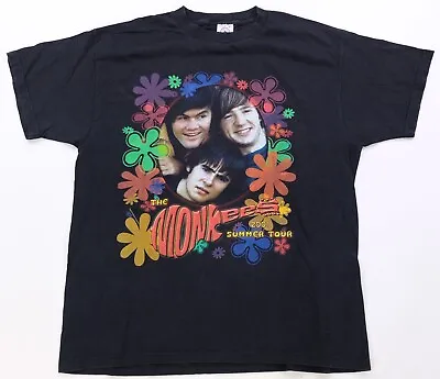 Rare Vintage DELTA The Monkees 2001 Summer Tour Flowers T Shirt 2000s Black SZ L • $19.99