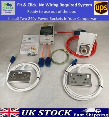 240V PRE WIRED Electric Hook Up Install Kit Campervan 2 Sockets PLUG & PLAY • £149