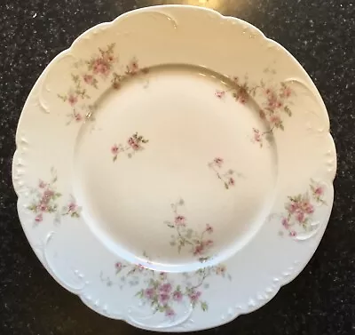 Vintage Theodore Haviland Limoges France Pink Roses Dinner Plate Scalloped Edge • $15