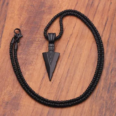 Stainless Steel Spear Arrowhead Arrow Head Pendant Chain Necklace SpearHead • $9.78