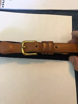 Vintage Coach Leather & Wool Belt. Navy/burgundy Stripes. Brass Buckle. Size 38 • $29.99