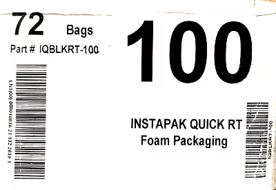 Sealed Air Instapak Quick RT #100 Large Expandable Foam Packaging — 72 Bags • $499