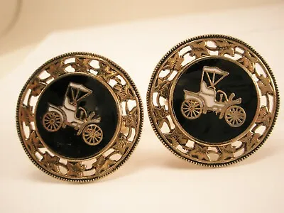 Antique Auto Enamel Vintage LARGE FANCY Cuff Links Old Car Model At Ford • $36.49