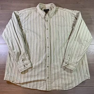 Vtg Eddie Bauer Relaxed Fit Mens Green Striped Long Sleeve Button Up Shirt 3XLT • $11.95