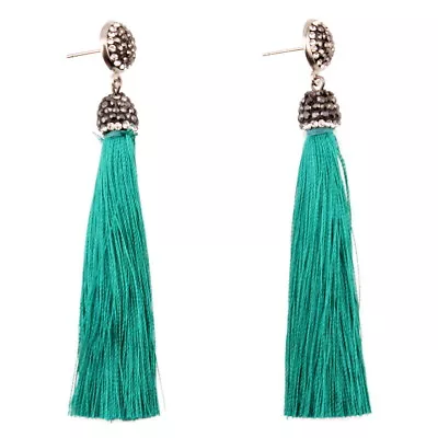 Long Rope Tassel Pendant Statement Drop Earrings Women Rhinestone Bead Dangle • $6.73