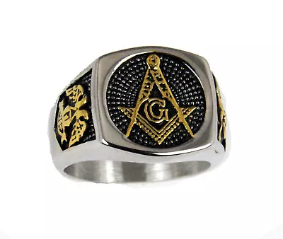 T128 Stainless Steel Masonic Shrine Scottish Rite Ring Blue Lodge Shriner Eagle • $32