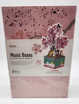 DIY Rolife Music Box Kit Cherry Blossom Tree AM409 CATS PINK Wood Movement New • $29.59