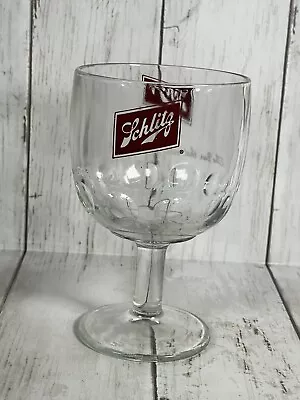 Schlitz Beer Vintage Clear Glass Footed Stemmed Heavy Goblet Pint Glass 16oz • $15