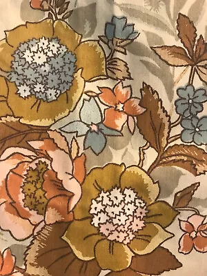 2 MCM Retro Curtain Panels Pinch Pleats 24x48 Barkcloth?  Floral Lined GUC • $60