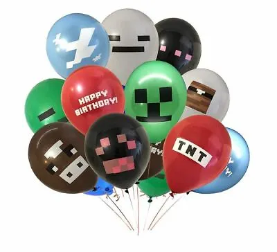 $8.99 • Buy 12/24PC Minecraft Balloons Gaming Party Birthday Supplies Helium Balloon 12 