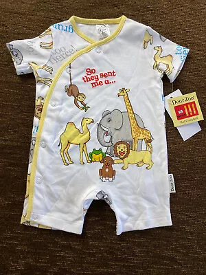 Baby Boy 0-3 Months Dear Zoo Romper Cotton White • £7.99