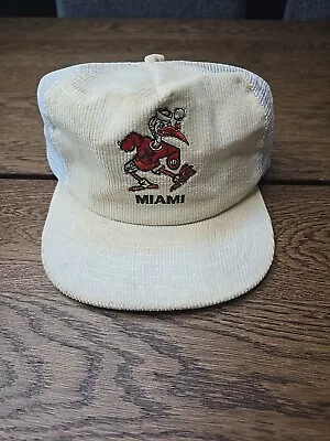 Miami Hurricanes Vintage Embroidered Mascot Corduroy Trucker SnapBack Hat Cap • $29.99